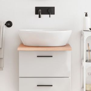 15.7 da bagno in legno massello marrone chiaro "x 19.7" x 0.8 "con trattamento leggero - Product Image 1