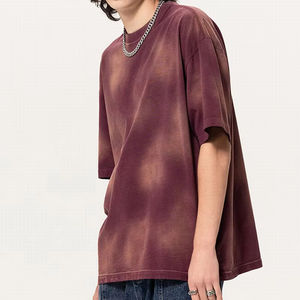 T-shirts personnalisés pour hommes 100 % coton, coupe oversize, style vintage délavé au soleil et à l'acide, longueur longue, écologiques, respirants, sérigraphiés - Product Image 3