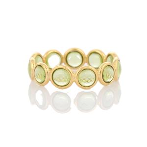 Fine Jewelry Natural Round Peridot Half Eternity Band <b>Ring</b> 18K Solid Yellow Gold Handmade Stackable Band <b>Rings</b> for Women <b>Girls</b> - Product Image 1