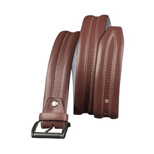 Cinturón de Cuero Vacuno Marrón con Hebilla Rectangular Negra, Estilo Casual, Duradero, Moldeado en una Sola Pieza, Color Sólido - Product Image 4