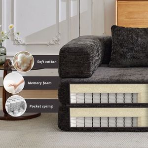 Divano componibile modulare con struttura in metallo, divanetto a due posti trasformabile in letto a terra, divano a forma fissa senza telaio - Nessun assemblaggio richiesto - Product Image 6
