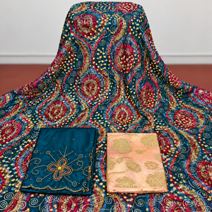 Tissu de robe de luxe en jacquard uni Fransawi Dirac avec détails perlés élégants pour la mode nuptiale somalienne des filles, idéal pour les occasions traditionnelles - Product Image 3