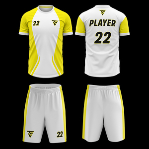 Ensemble de maillot de football solide à manches courtes, col en V, polyester/coton, séchage rapide, respirant, vêtements de sport performants pour entraînement et match - Product Image 1