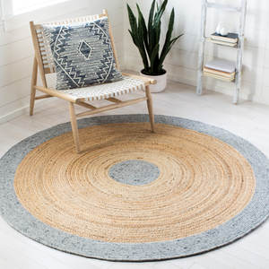 Ensemble de tapis de qualité supérieure tissés à la main en jute naturelle/laine/coton - Product Image 1