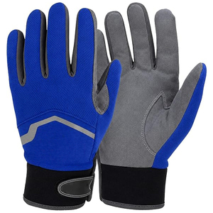 Top Seller Royal Blue Spandex Chainsaw Mechanic <b>Gloves</b> Grey Synthetic Suede Palm Reflective Stripe Timber Cutting Hand Wear - Product Image 1