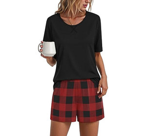 Women Tie Dye Striped 2 Piece Shorts Set O Neck Short Sleeve Loose Fit Casual Spring Summer Knitted Breathable Spandex Polyester - Product Image 6