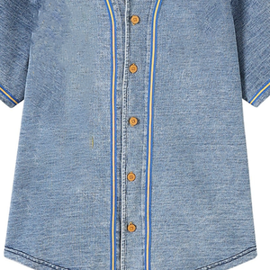 Premium SGRho Denim <b>Baseball</b> Jersey for Women | Greek Letter Button-Up Shirt | Premium Embroidered Applique Sorority Denim - Product Image 5