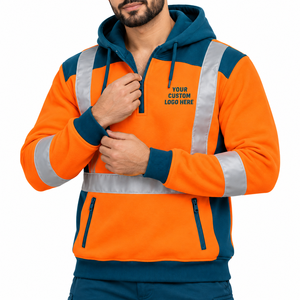 Sweat à capuche réfléchissant haute visibilité avec fermeture éclair quart de tour pour le personnel d'entretien et d'ingénierie, pull de travail réfléchissant haute visibilité Classe 2 - Product Image 2