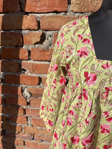 Robe Courte en Gaze de Coton Indien pour Femme, Imprimée à la Main, Longueur Midi, Broderie Florale, Motif Floral - Product Image 3