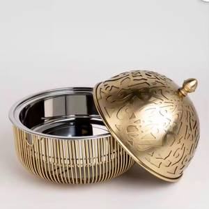 Gold Chafing Dish Wire Base Mesh Food Warmer Wooden Casserole Luxury Stackable <b>Lid</b> Premium Buffet Server Catering Tableware - Product Image 6