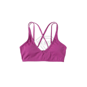 Wholesale Women's Ribbed Bikini Set <b>Crossed</b> Halter <b>Top</b> Hipster Bottom Solid Purple Swimwear Stretch Fabric Regular Fit Beachwear - Product Image 3