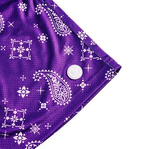 Shorts de baseball pour hommes en tissu paisley violet, décontractés, avec cordon de serrage et taille élastique, pour un usage quotidien - Product Image 5