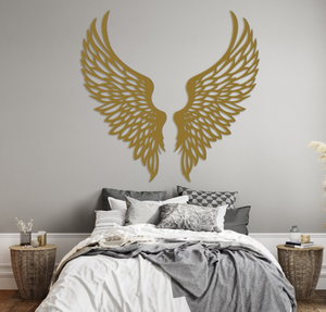 Décoration murale en métal découpé au laser, ailes d'ange, art mural décoratif moderne pour salon, chambre, hôtel - Product Image 1