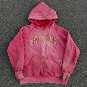 Sweat à capuche personnalisé Rexfit Sports, coton lourd 500 g/m², molleton bouclette, effet délavé soleil, broderie vieillie - Product Image 1