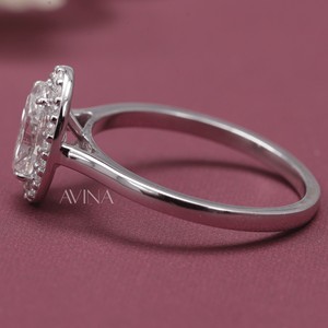 IGI Certified Oval Cut Diamond Halo <b>Solitaire</b> Engagement - Wedding <b>Ring</b> in Solid 925 Sterling <b>Silver</b> - Product Image 3