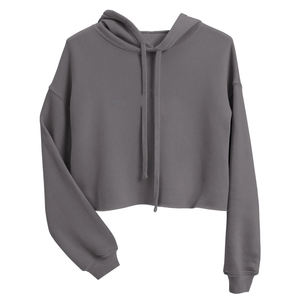 Sweat-shirt court à capuche en molleton tricoté pour femme, imprimé uni, décontracté, en polyester/coton, anti-boulochage, hiver - Product Image 1