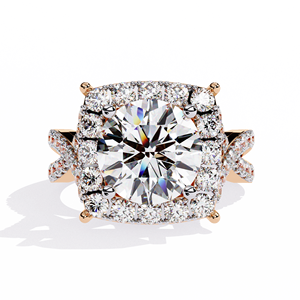 แหวนเพชรทรงกลมแบบไขว้ประดับเพชรแล็บโกรว์ 14k, 18k ทองคำแท้สั่งทำพิเศษในสีโรสโกลด์, ยีลโกลด์, ไวท์โกลด์ - Product Image 2