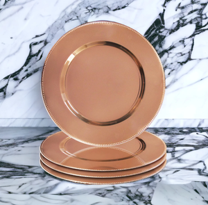 Assiettes décoratives de mariage en acier inoxydable or rose 13 pouces assiettes de présentation en acrylique de récif d'or pour réglage de table vente en gros - Product Image 2