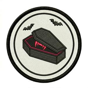 Patch brodé personnalisé chauve-souris gothique ailée avec épée, badge thermocollant rond pour vêtements punk, vestes, fournisseur en gros DIY - Product Image 6