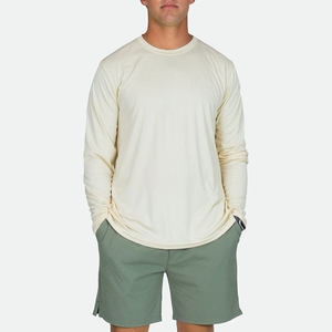 T-shirts à manches longues en coton pour hommes, taille européenne, vente en gros, broderie de logo de haute qualité, t-shirts unisexes à manches longues vierges - Product Image 5