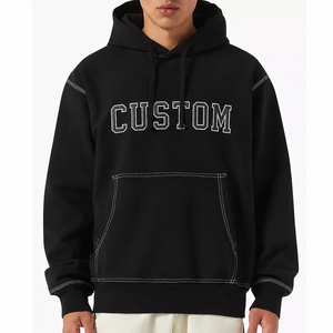 Sudadera con Capucha Negra Extra Grande para Hombre, Poliéster/Algodón, Forro Polar Ecológico, Bolsillo Impermeable, Ropa Casual de Invierno - Product Image 1