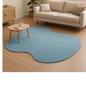 Alfombra de lana hecha a mano con forma de poza, personalizada |   Alfombra de Dormitorio Estética Azul Suave Nórdica, Decoración para el Hogar, Regalo - Product Image 6