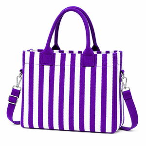 Custom National Council of Negro Women Tote bag purple and White Embroidered Logo Striped Daily Large Capacity Canvas Tote bag - Product Image 3