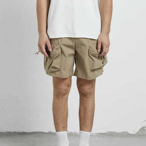 Men's Cargo Shorts Solid Color Mid Waist Drawstring Closure Canvas Material Casual Style Breathable Pocket Design - Product Image 2