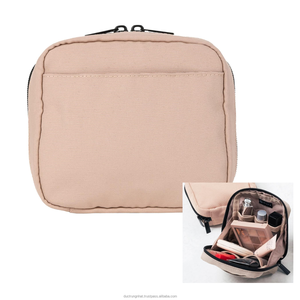 2024 Logo personnalisé écologique petits sacs à cosmétiques à la mode bonbons voyage stockage maquillage pochette fermeture éclair toile coton cuir - Product Image 6