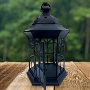 Farol de Metal Negro de Estilo Real con Diseño Moderno, Ecológico y Duradero, Decorativo para el Hogar, de Vidrio y Hierro con Acabado Brillante - Product Image 1
