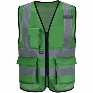 Chaleco de seguridad ligero reflectante para trabajadores de la construcción, chaleco de seguridad protector de malla transpirable verde neón - Product Image 5