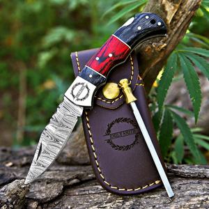 Cuchillo de bolsillo de acero de Damasco con bloqueo de seguridad, venta al por mayor de fábrica, cuchillo plegable EDC, cuchillo de caza para exteriores, suministro para revendedores - Product Image 5