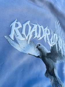 Sudadera con capucha de fábrica OEM con efecto desgastado, cremallera completa, mangas con pedrería, corte holgado, gráfico de pájaro paloma, de forro polar, tipo chándal - Product Image 5
