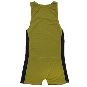 Combinaison de lutte unisexe vert olive respirante et ajustée en spandex et nylon avec logo frontal, vêtement de sport une pièce taille adulte - Product Image 6