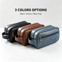 Sac de voyage personnalisé en cuir PU imperméable avec fermeture éclair, poignée souple, capacité moyenne, pour cosmétiques, portable pour homme