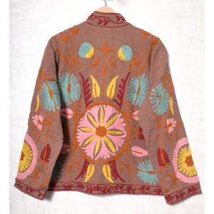 Chaqueta de Moda Bohemia Tejida a Mano con Cuello Alto y Bordado de Algodón Transpirable para Invierno, Estilo Suzani, para Mujer - Product Image 5