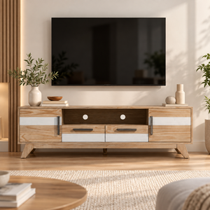 Solid Pine Wood <b>TV</b> Cabinet SOHO Collection Modern Living Room Media Console Storage Cabinet Wooden Home Furniture - Product Image 5