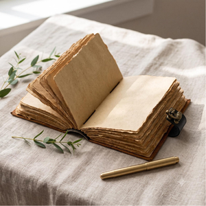 Carnet en cuir imprimé papillon 5 x 7 pouces avec papier à bords festonnés, fait main, style vintage, pour journal intime et écriture, idéal comme cadeau - Product Image 6