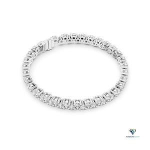 Pulsera de tenis con diamantes cultivados en laboratorio de 6.20 CT, redondos, en oro macizo de 14K y 18K, pulsera clásica de eslabones lineales de 7 pulgadas con engaste tipo collet para mujer - Product Image 3
