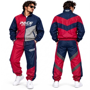 Ensemble de survêtement PACE SPORTS pour homme, veste zippée et pantalon color block, tenue de sport athlétique, coupe-vent d'automne, joggers - Product Image 3