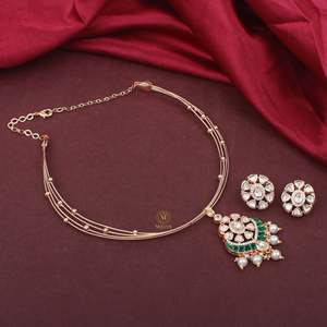 Zara Gold Plated Designer Polki Necklace & Earring Set for Bridal Wedding Festival - Product Image 4
