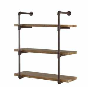 Mid Century Modern Wood Wall <b>Shelf</b> Set With Black Metal Rail Support Minimalist Solid Wood Floating <b>Shelf</b> For Home <b>Office</b> - Product Image 3