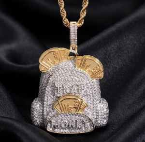 Collier pendentif sac à monnaie plaqué or, entièrement serti de zircons, style Hip Hop, pour homme, cadeau de fête - Product Image 1