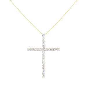 Collar con Colgante de Cruz de Plata de Ley .925 de 1-1/2 Pulgadas con Diamante de 3.0 Cttw, Color J-K, Claridad I2-I3, Cadena de Caja - Colgante Fino - Product Image 2