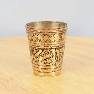 Vaso de Latón Puro con Grabado Floral, para Agua, Hogar, Cocina, Oficina, Vaso Metálico Tradicional, Decoración de Hotel - Product Image 2