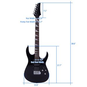 Chitarra Acustica Elettrica 170 per Principianti con Pickup HSH, Borsa, Tracolla, Paddle, Cavo, Chiave, Attrezzi - Nera - Product Image 6