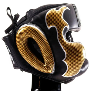 Custom Logo Professional Boxing Head Guard Gold Carbon Fiber Pattern Sparring Helmet for MMA - Product Image 2