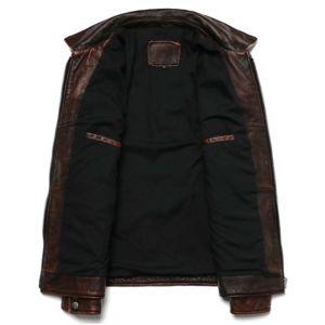 Chaqueta de Cuero Genuino Vintage Marrón para Hombre, Chaqueta de Motociclista Casual de Piel de Vaca Premium, Chaqueta de Motociclista Retro con Múltiples Bolsillos - Product Image 4