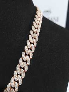Collier chaîne cubaine plaqué or avec diamants ronds taille brillant, bijoux hip-hop pour mariage, fiançailles, cadeau - Product Image 3
