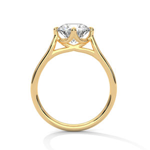 Round Lab-Grown Diamond <b>Split</b> Shank Engagement <b>Ring</b> in Gold – Elegant Minimalist Solitaire Proposal Diamond <b>Ring</b> for women - Product Image 1